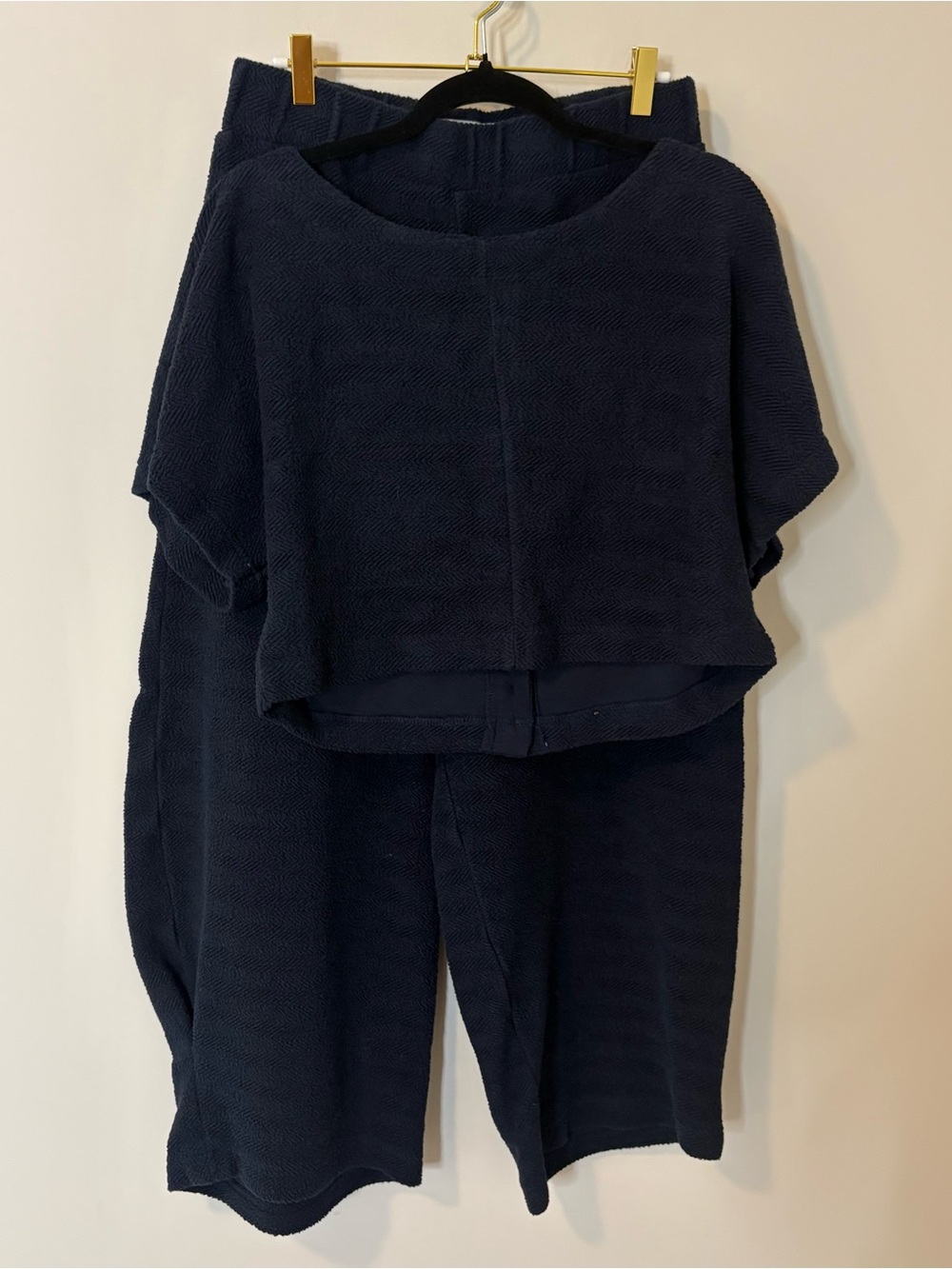 NWT Free People Beach Navy Blue Sleeve Button Back Top & Matching Pants Set